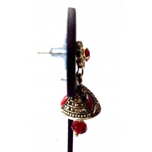 TINY Silver Oxidized Earrings Jhumka Jhumki Jewelry Bollywood Drop Dangle EA194